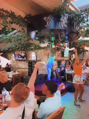 Live stage performance draws a dancing crowd in Kuşadası