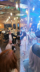 Wedding celebration with proposal and bouquet toss in Kostinbrod