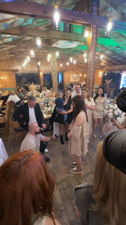 Wedding celebration with proposal and bouquet toss in Kostinbrod