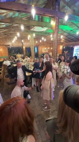 Wedding celebration with proposal and bouquet toss in Kostinbrod