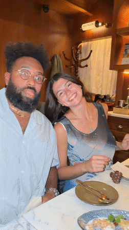 Late night dining group captured at New York restaurant
