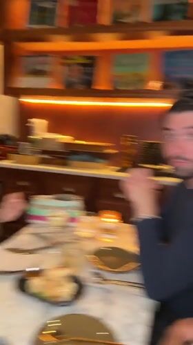 Late night dining group captured at New York restaurant