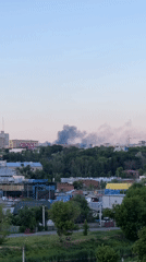 Multiple smoke plumes observed across Kharkiv cityscape