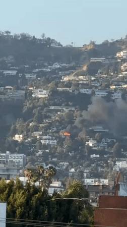 House fire breaks out on Los Angeles hillside residential area