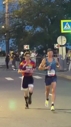 Evening road race in Saint Petersburg, dusk skies overhead