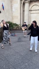 Street musicians perform at Saint Petersburg plaza during evening