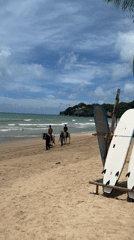 Horse ride and surf rentals on a calm Kamala Beach morning