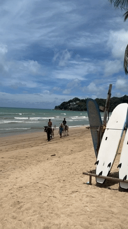 Horse ride and surf rentals on a calm Kamala Beach morning