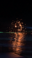 Fire show and fireworks light up a Ko Samui beach night