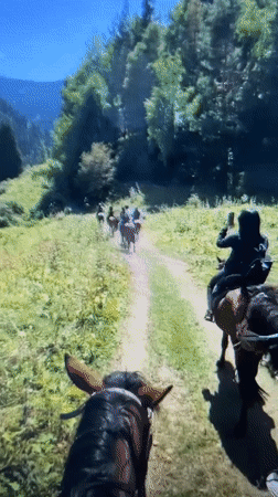 Horse riders traverse countryside trails near Slobozia, Moldova