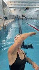 Woman swims at indoor pool facility in Chaikovsky, Russia