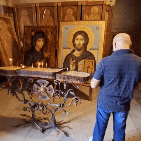 Morning at Tbilisi's Sameba Cathedral, inside and out