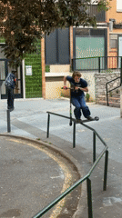 Young man performs scooter stunts on Badalona streets