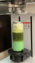 Robotic machine prepares layered matcha latte in London