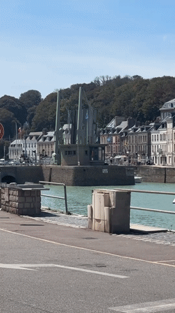 Lively summer afternoon at a Normandy coastal town