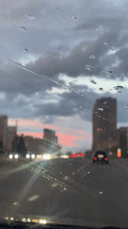 Rainy drive captured on Kazan highway during evening storm