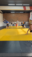Children practice acrobatics and martial arts in Krasnoyarsk gym