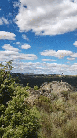 Rocky hilltop views across the scrubland of Sobradillo, Spain