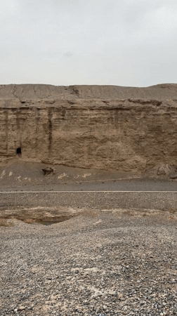 Desert landscape and visitor documented in Guazhou County, China