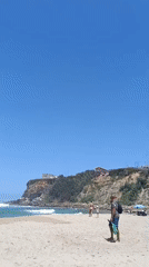 Sunny beach day at São João das Lampas, Portugal