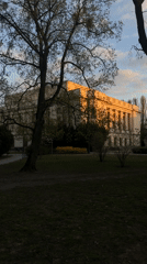 Urban architecture and park scenes documented during evening hours
