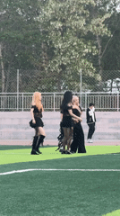 Women gather on sports track in Linghe, China