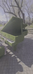Costumed performers and turf-covered piano spotted in Irkutsk park