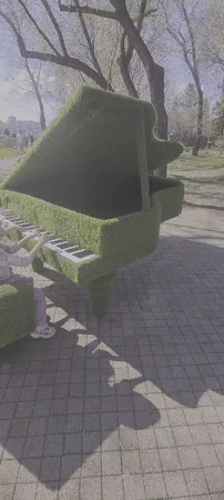 Costumed performers and turf-covered piano spotted in Irkutsk park