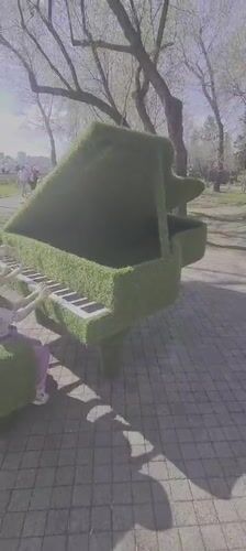 Costumed performers and turf-covered piano spotted in Irkutsk park