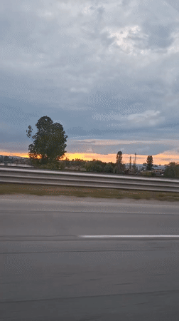 Motorist captures sunset highway views near Kazichene, Bulgaria