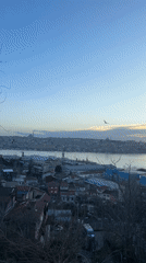 Istanbul cityscape viewed from Beyoğlu during sunset hours