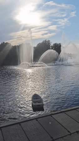 Sunset and fountain views along Vinnytsia's Southern Bug River