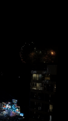 Fireworks display over Nha Trang waterfront and hotel scenes