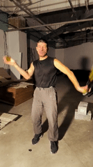 Nunchuck and juggling practice in a raw Kazakhstani warehouse