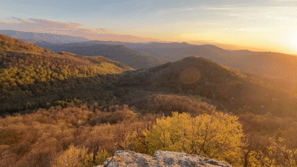 Sunset observed over mountainous landscape near Toduvtsi, Bulgaria