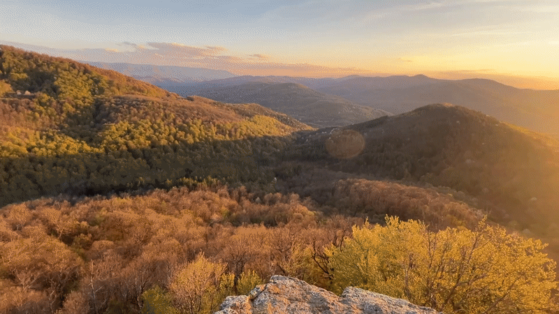 Sunset observed over mountainous landscape near Toduvtsi, Bulgaria