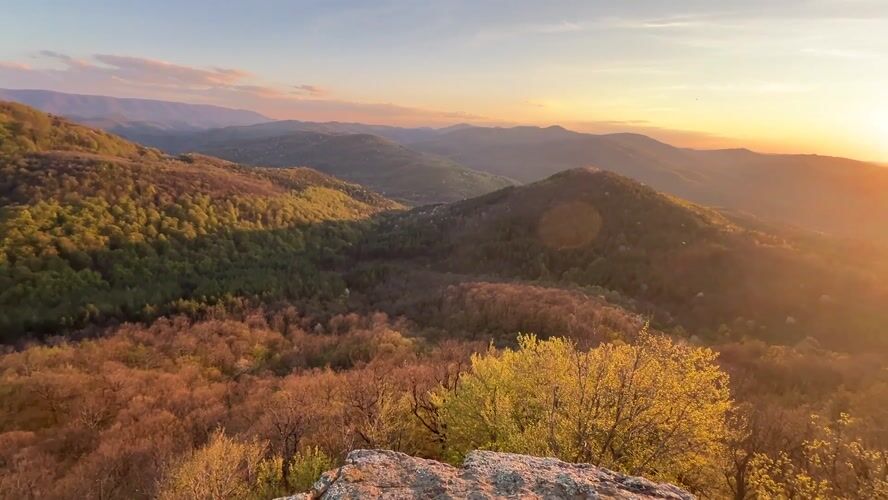 Sunset observed over mountainous landscape near Toduvtsi, Bulgaria