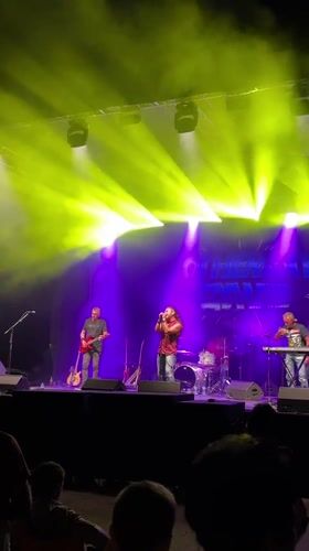 Live band rocks a colorful stage in Tutrakan, Bulgaria