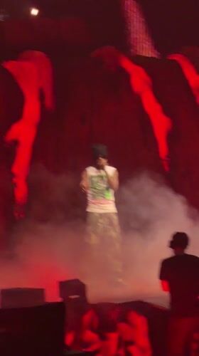 Concert crowd films performance with phones in Nanterre