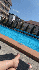 Family enjoys morning swim at Novomikhaylovsky pool
