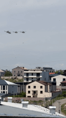 Military helicopters fly over Yerevan residential area Thursday morning