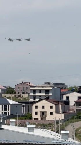Military helicopters fly over Yerevan residential area Thursday morning