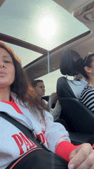 Three women road trip through sunny Gornyak, Russia
