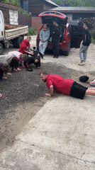 Outdoor group training session underway in Divnogorsk, Russia