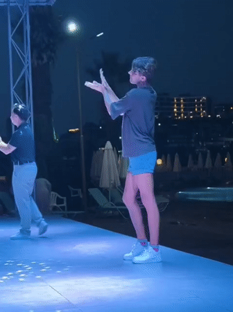 Dance performance lights up a Kuşadası stage at night