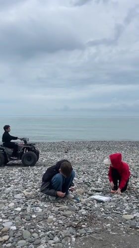 Children enjoy ATV beach outing in Giachrypsh, Abkhazia