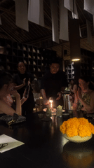 Four women dine at traditional Balinese restaurant in Kuta Selatan