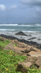 Cloudy morning along the rocky Sri Lankan coastline