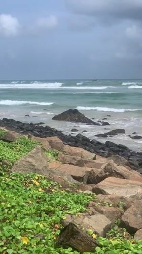 Cloudy morning along the rocky Sri Lankan coastline