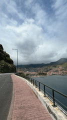Aircraft takeoff observed from coastal runway in Machico, Portugal